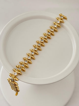 14K Gold Taşlı Tasarım Versino Bileklik