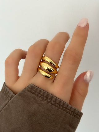 Gold Çoklu Görünüm Kaburga Yüzük