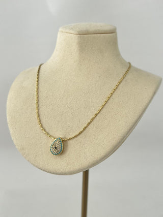 14K Gold Damla Nazar Boncuk Kolye