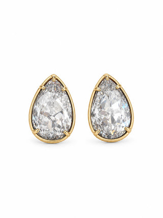 Gold Kristal Taşlı Damla Küpe