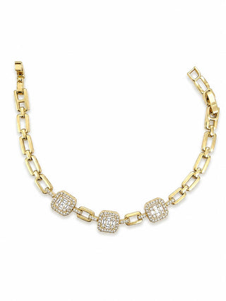 14K Gold Üçlü Baget Taş Bileklik
