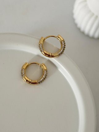 14K Gold Yarı Taşlı Halka Küpe