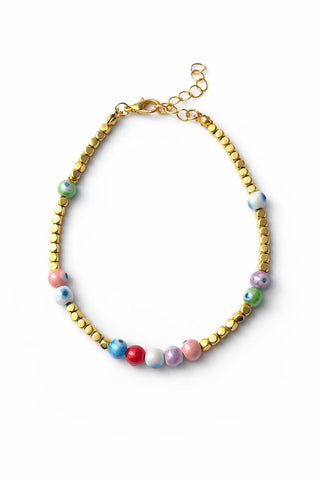 Gold Renkli Nazar Boncuk Detay Halhal