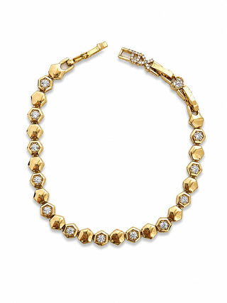 14K Gold Çift Renk Petek Bileklik