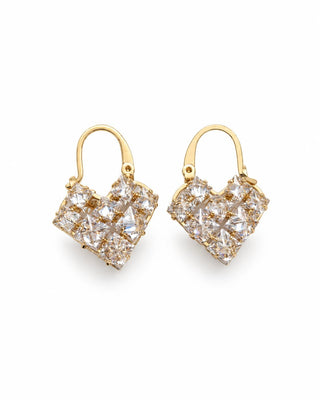 14K Gold Üçgen Taşlı Küpe
