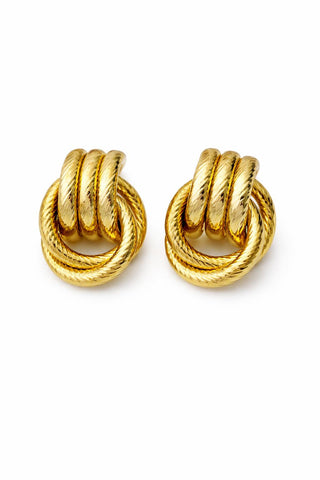 Çizgi Desen Üçlü Görünüm Gold Küpe