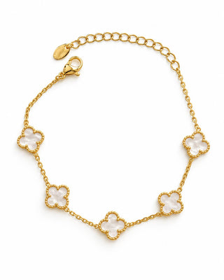 14K Gold Marka Model Renkli Mineli Yonca Bileklik