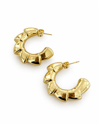 Balık Sırtı Desen Gold Halka Küpe