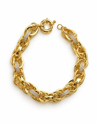 14K Gold Burgu Desen Taş Detay Bileklik