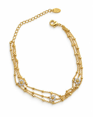 Gold Üçlü Topçuk Çiçek Görünüm Bileklik