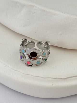 Renkli Mineli Ayarlanabilir Yüzük