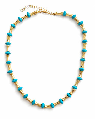 Mavi Gold Oval Form Boncuk Kolye