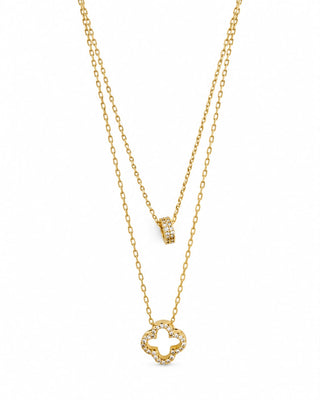 14k Gold İkili Yonca Kolye