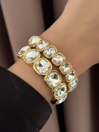 Gold Taşlı Akordiyon Bileklik