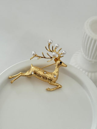 Yeni Yıl Taşlı Geyik Broş