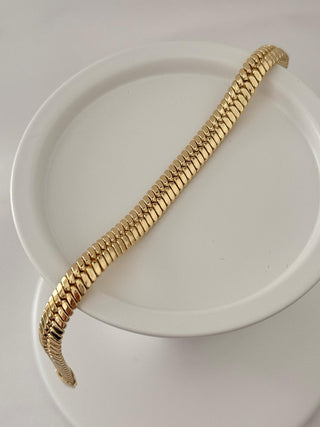 14K Gold Kalın Form Balık Sırtı Bileklik