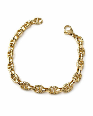 14K Gold Marka Model Çizgi Desen Zincir Bileklik