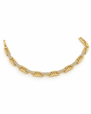 14K Gold Kuyum Model Desenli Taşlı Bileklik
