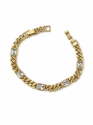 14K Gold Kare Taşlı Zincir Bileklik