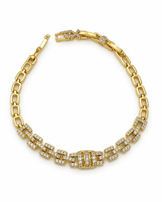 Gold Taşlı Zincir Desen Bileklik
