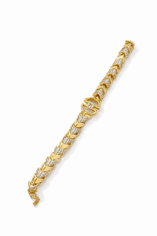 14K Gold Yaprak Desen Taşlı Bileklik