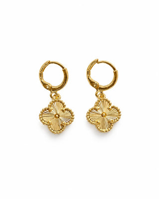 Gold Halka Form Yonca Küpe