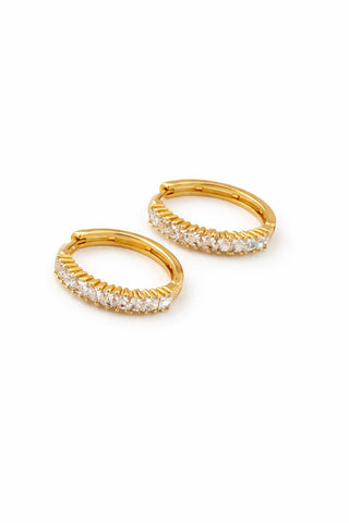 Gold Kare Taşlı Halka Küpe