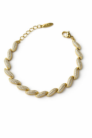 14K Gold Taşlı Burgu Desen Bileklik