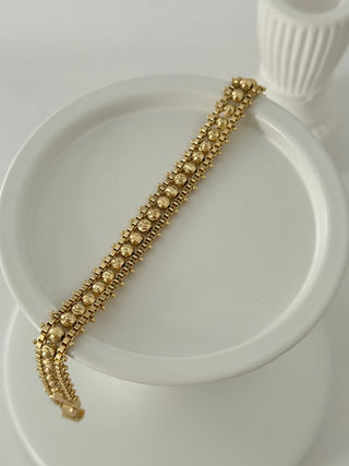 14K Gold Dorika Detay Örgü Bileklik