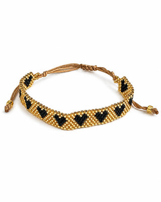 Gold Siyah Kalp Miyuki Bileklik