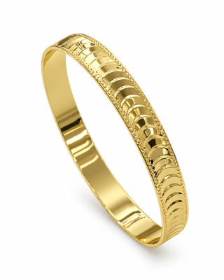 14K Gold Kenarları Desenli Pul Desen Bilezik