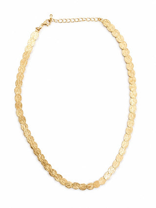 Gold Çizgi Desen Plaka Kolye