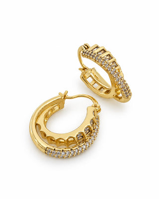 14K Gold Taş Detay Burgu Halka Küpe