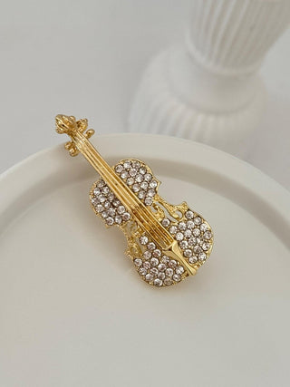 Gold Taşlı Keman Broş