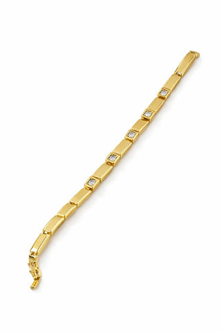14K Gold Taş Detay Kare Bileklik