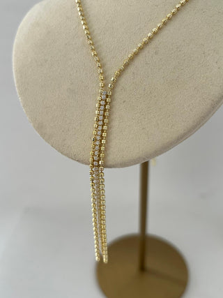 14K Gold Yarı Taşlı Dorika Y Kolye