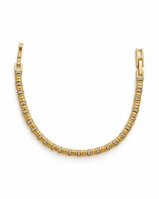 14K Gold Çizgi Desen Çift Renk Bileklik