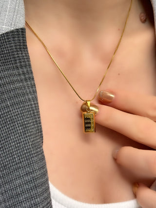 Çelik Gold Külçe Altın Kolye