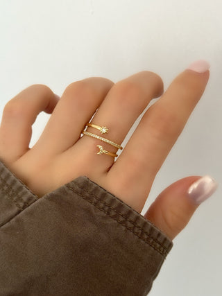 Gold İnce Form Ay Yıldız Yüzük