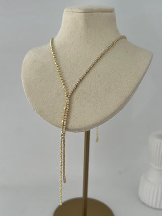 14K Gold Taşlı İkili Dorika Kolye