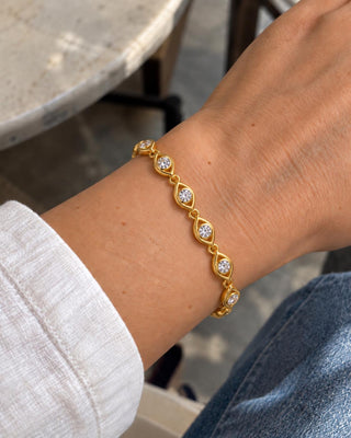 14K Gold Göz Desen Taş Detay Bileklik