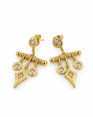 14K Gold Üçgen Marka Model Desen Sarkıt Küpe