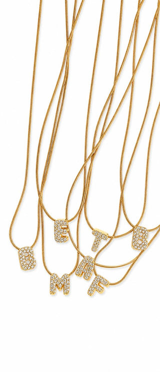 Gold Taşlı Çelik Harf Kolye