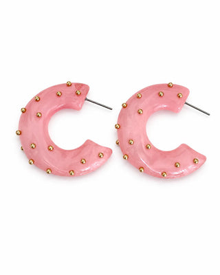 Gold Puantiye Pembe Küpe