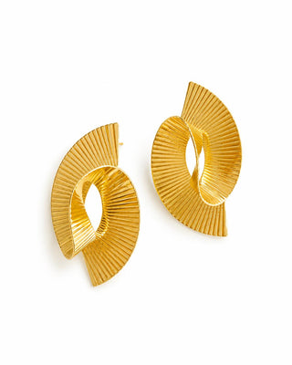 Gold Çizgi Burgu Desen Küpe