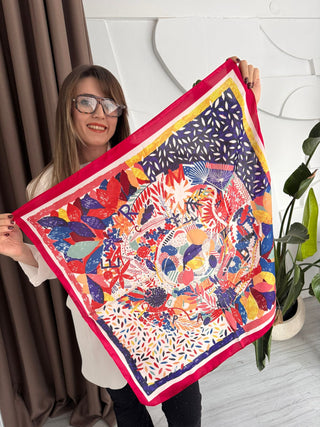 Mix Renk Yaprak Desen Fular