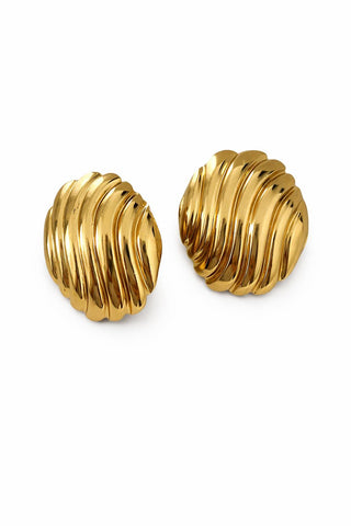 Gold Çizgi Desen Midye Küpe