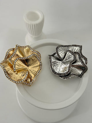 Taşlı Plaka Çiçek Broş