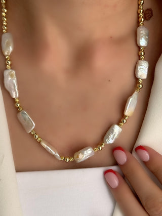 Kare Barok İnci Kolye