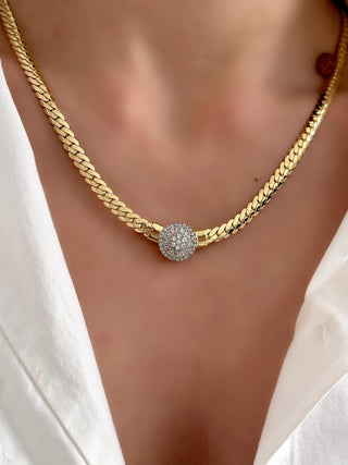 14K Gold Silver Taşlı Balık Sırtı Kolye